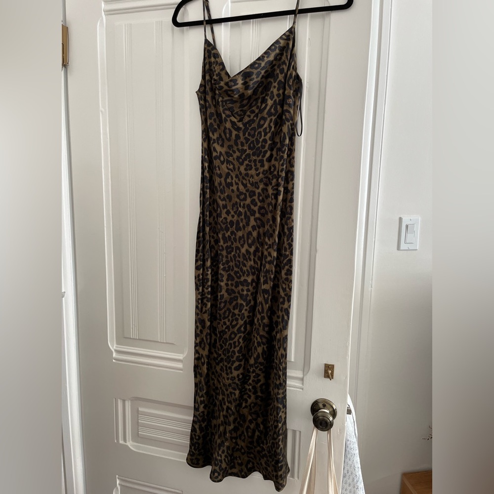 zara cheetah midi slip dress
